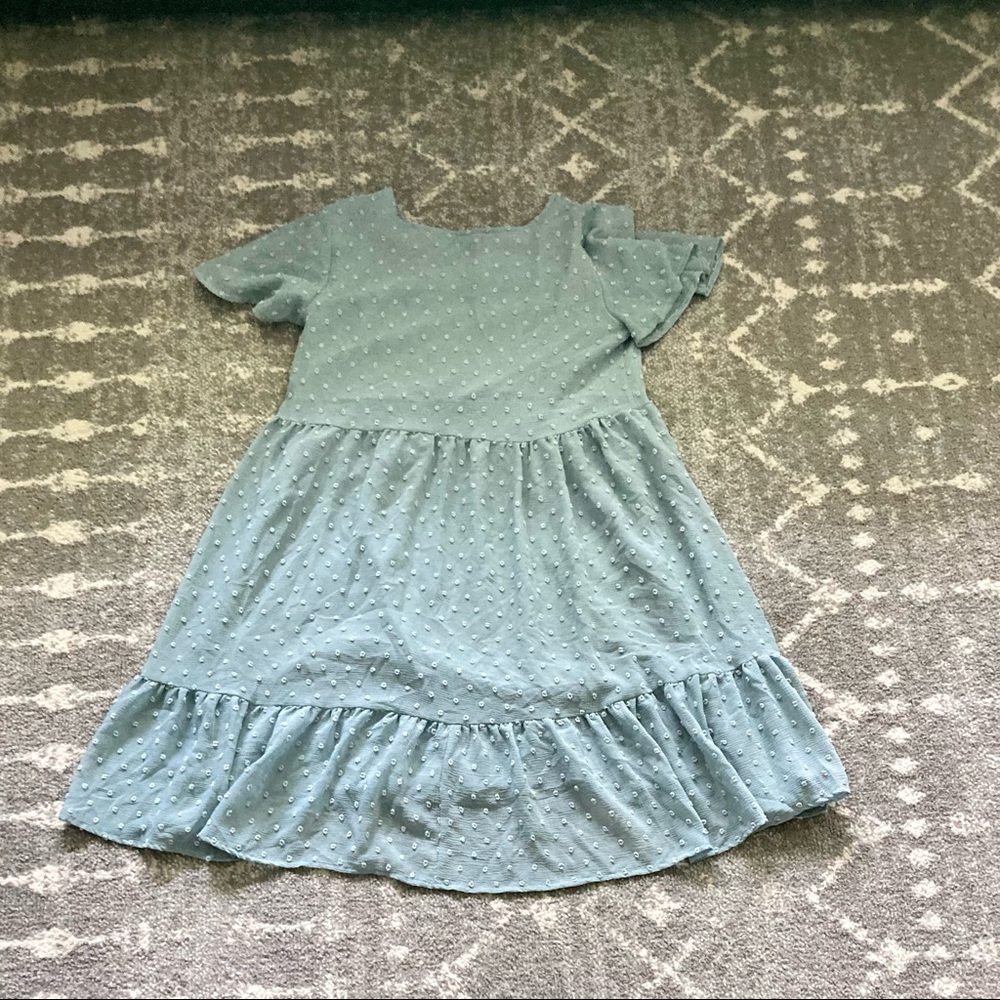 Filly Flair dusty blue raised dot short sleeve dress - Picture 4 of 6